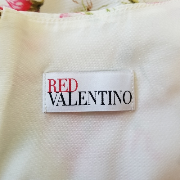 TOP VALENTINO RED Peplum Pink Floral Leaves Zip Back Gathered Sz 8 NWT - Picture 6 of 11